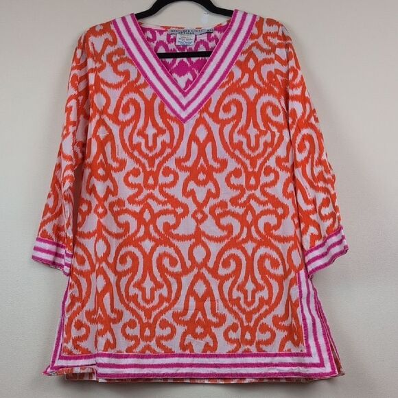 Gretchen Scott Designs Orange and Pink Arabesque Tunic Size M - Picture 10 of 10